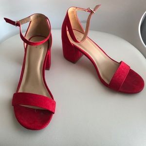 EUC Red ankle strap heel